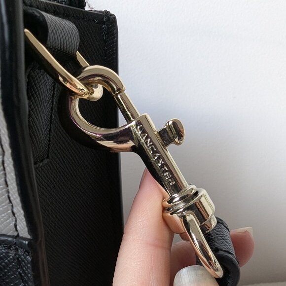 LANCASTER Paris Black & Grey Adeline Genuine Leather Bag with Shoulder Strap - Picture 4 of 16